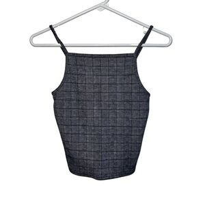 Women's Black Checkered Top